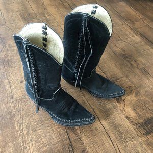 SUEDE WESTERN COWBOY BOOTS FRINGE 7